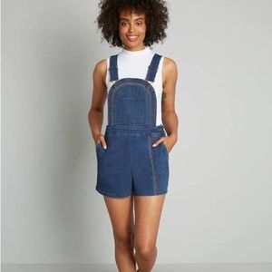 ModCloth bouncing over the rainbow jean short overalls